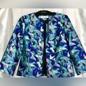 KASPER Jacket size 6 blue floral light weight